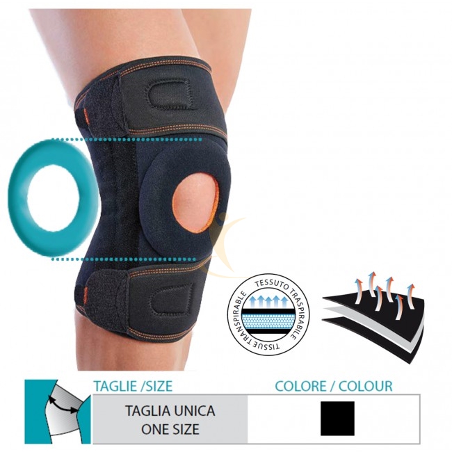 Safte Orione 4119 Ginocchiera Apribile Doppia Chiusura Nera Unica