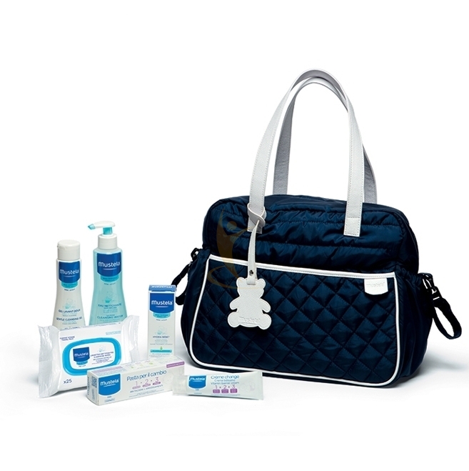 Mustela Borsa Fasciatoio con detergente, saviettine, pasta cambio e crema viso