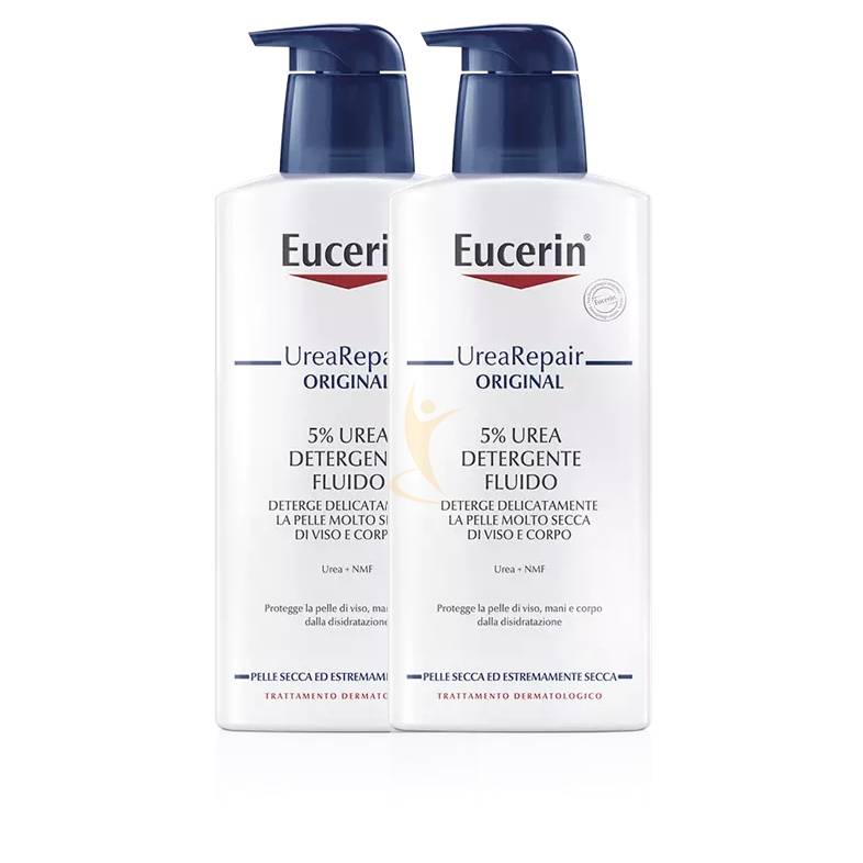 Eucerin Linea UreaRepair Detergente Fluido 5% Urea Pelle Ruvida Secca 2x400 ml