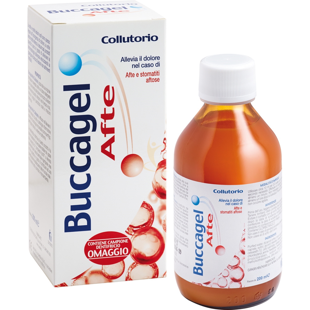 Curasept Buccagel Afte Collutorio 200 Ml + Dentifricio Campione Omaggio