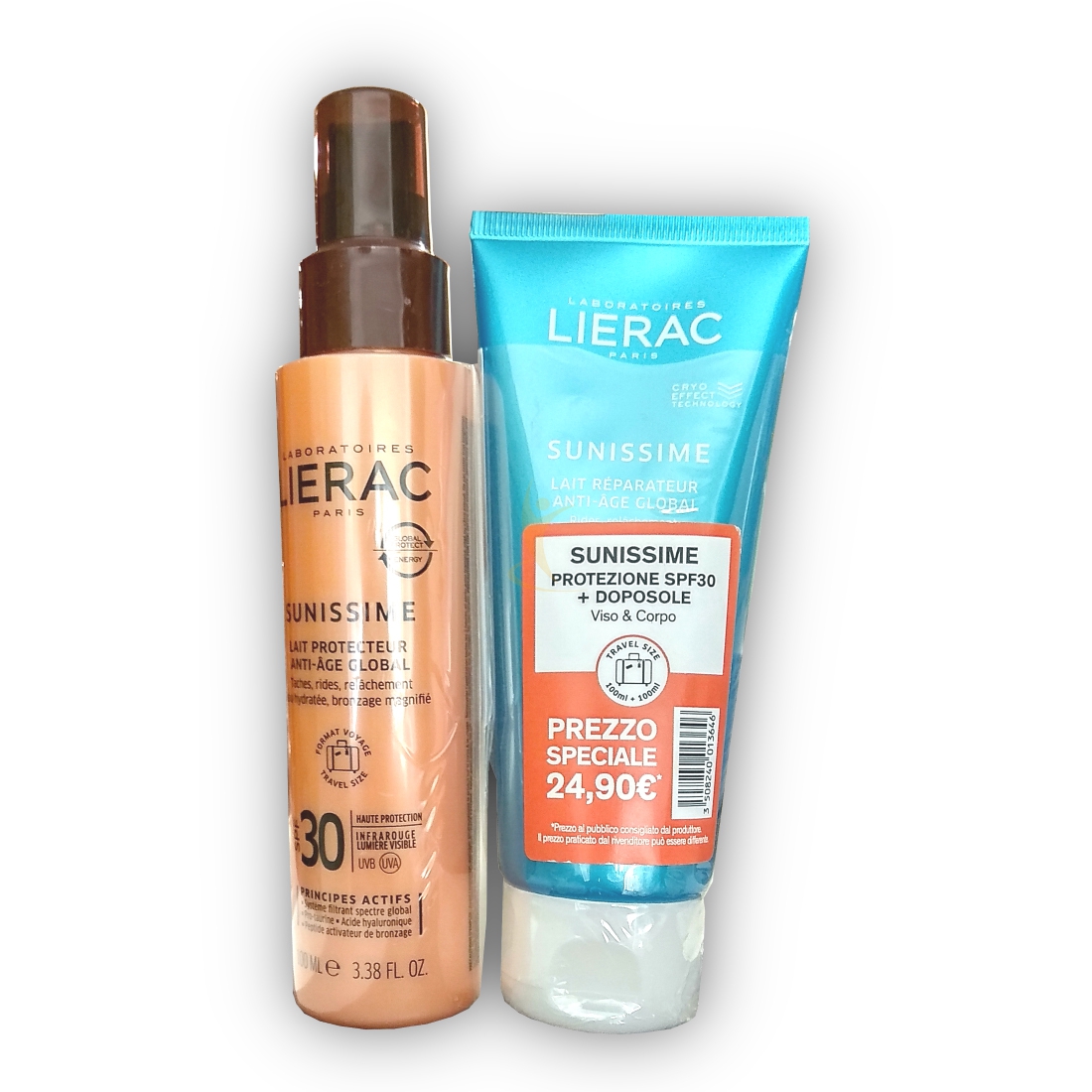 Lierac Sole Sunissime SPF30 Latte Energizzante 100ml + Doposole Riparatore 100ml