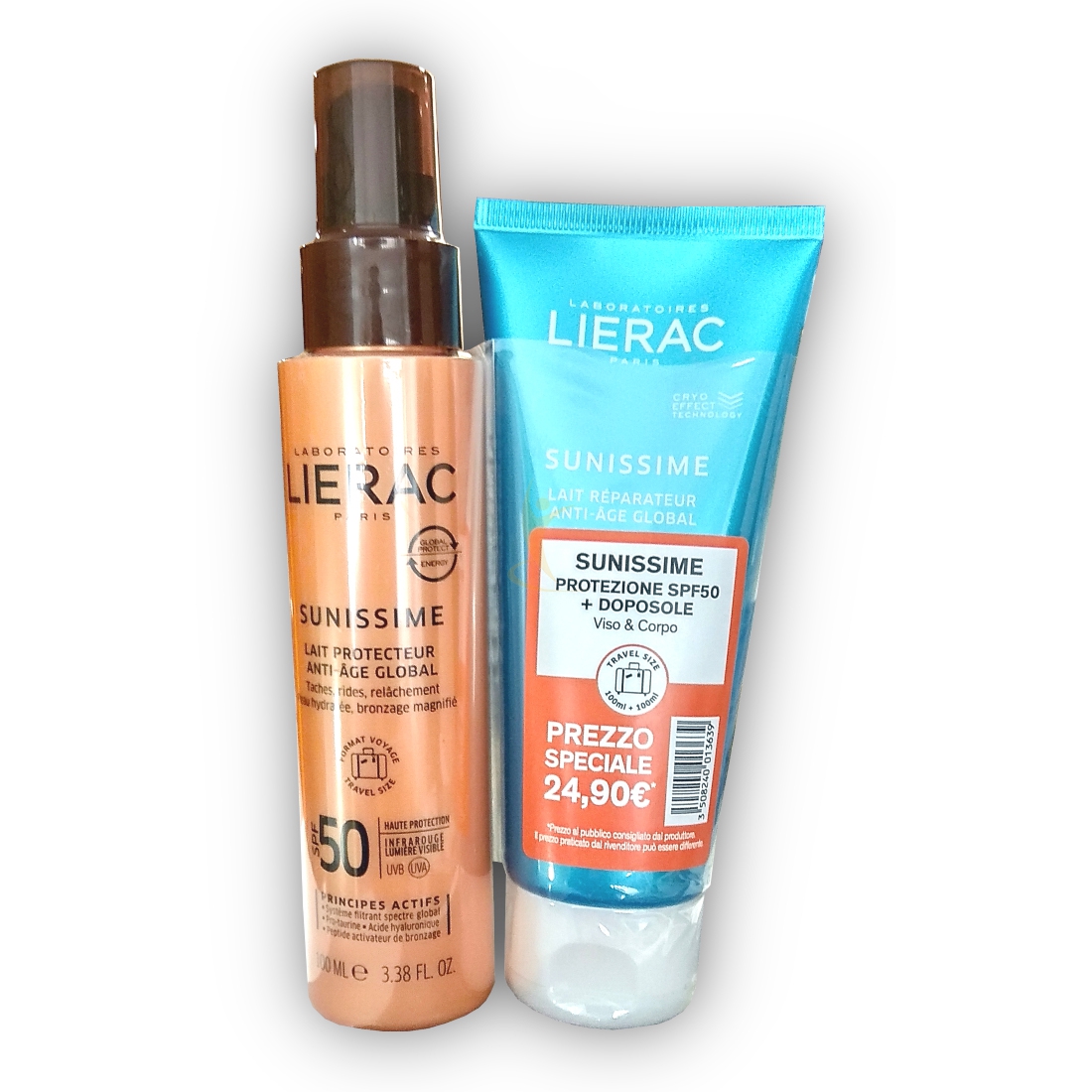Lierac Sole Sunissime SPF50 Latte Energizzante 100ml + Doposole Riparatore 100ml