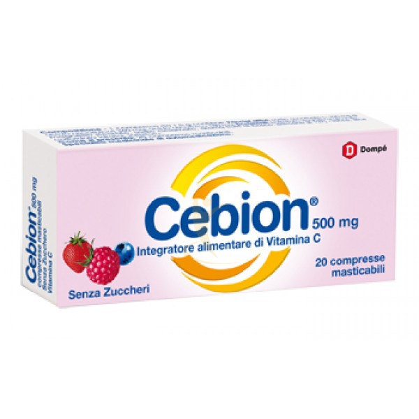 Cebion Masticabile Senza Zucchero Vitamina C 500 Mg 20 Compresse Frutti Di Bosco