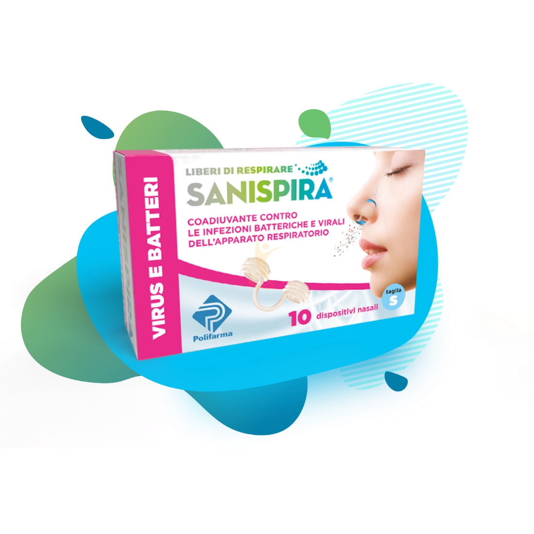 Polifarma Sanispira Virus & Batteri Filtro Nasale Small 10 Pezzi