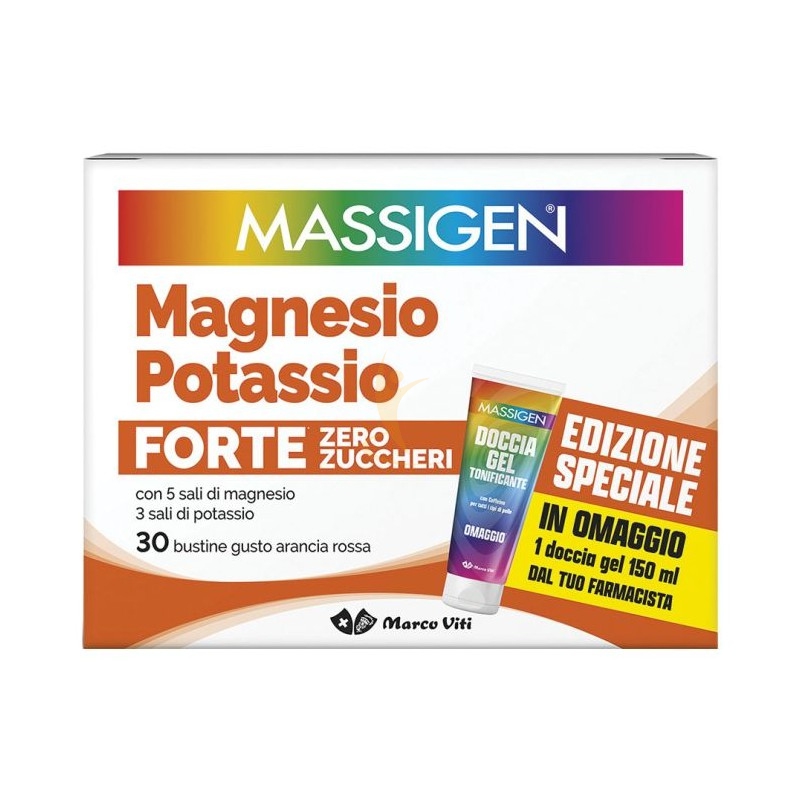 Massigen Magnesio Potassio Forte Zero Zucchero 30 Bustine + Gel Doccia
