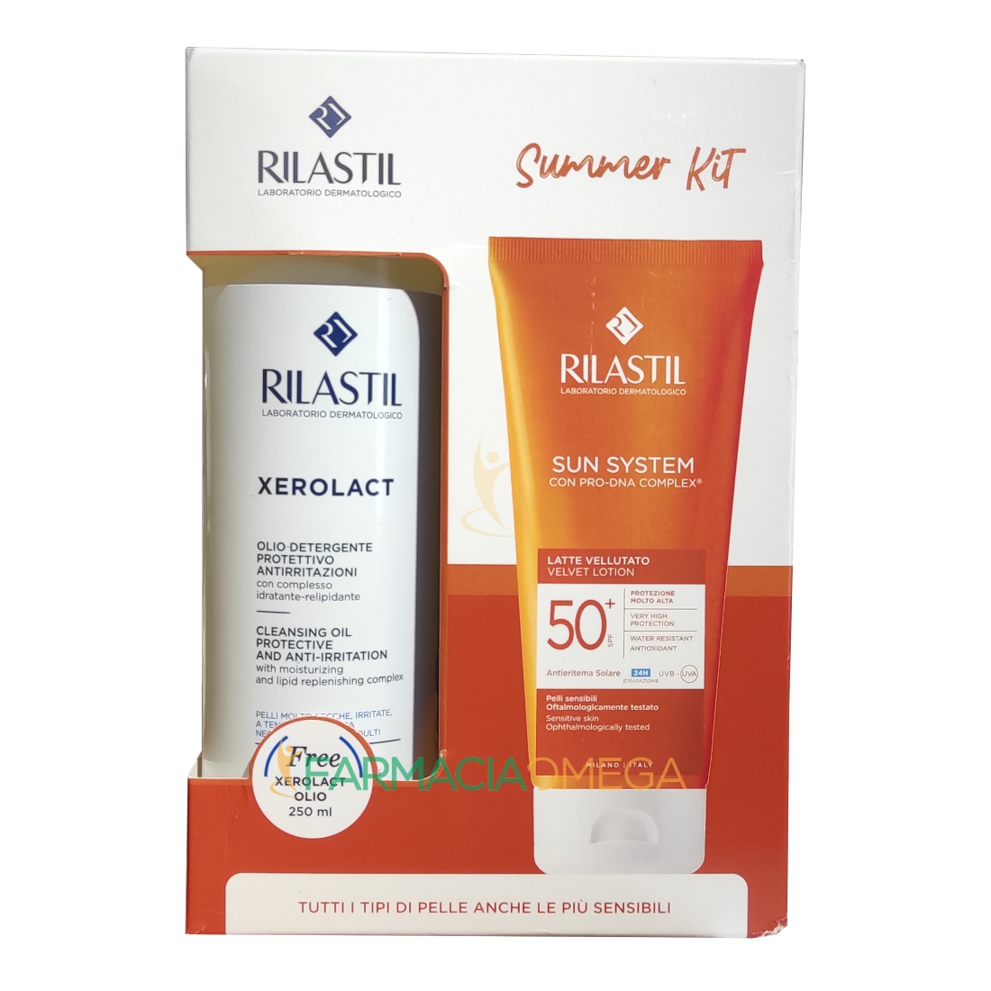 Rilastil Sun Summer Kit Latte Vellutato Ppt 50+ E Xerolact Olio Detergente 250ml
