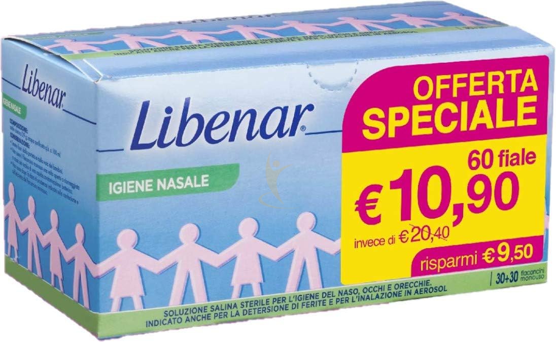 Libenar Linea Pulizia e Salute del Naso 30 Flaconcini Soluzione Isotonica 5 Ml