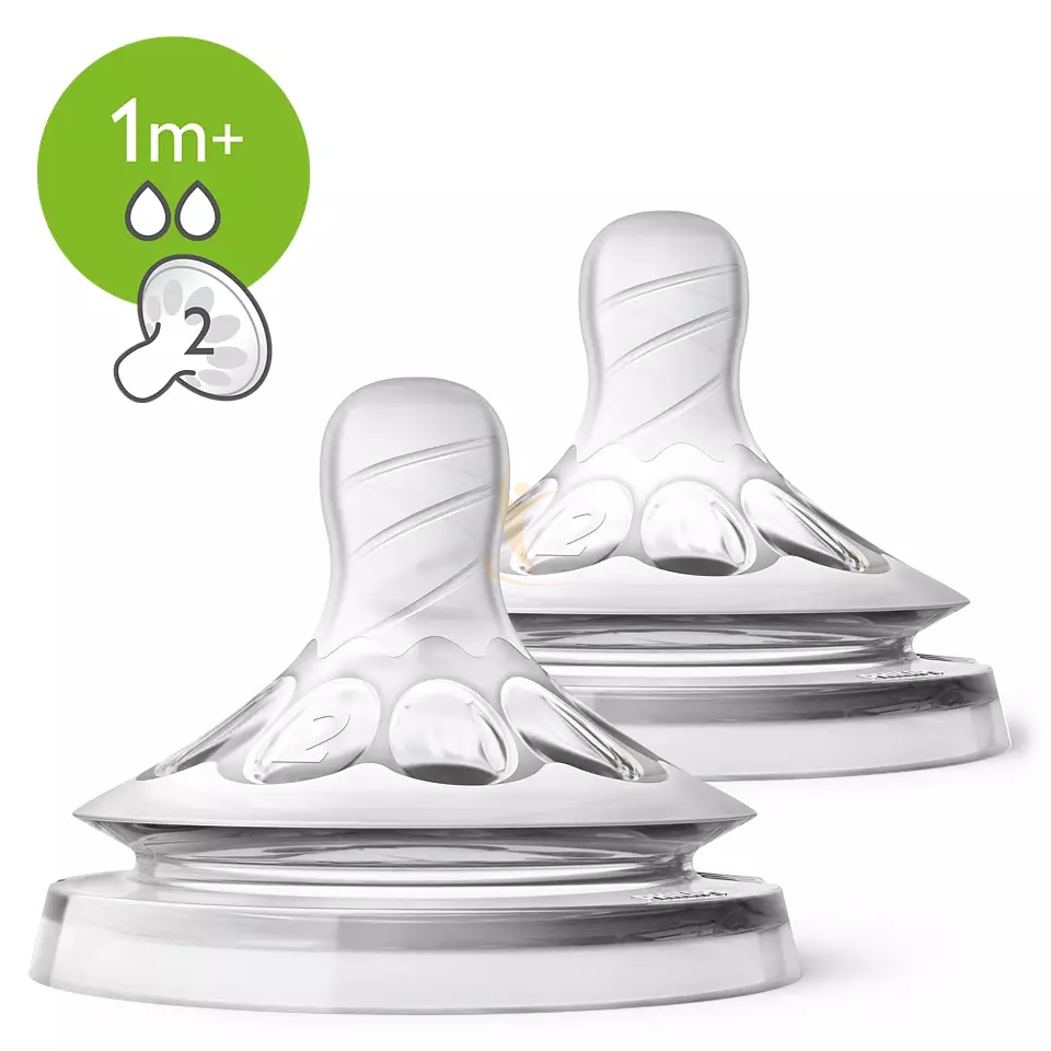 Avent 2 Tettarelle Per Bibero Linea Natural Flusso Lento 2 Fori 1m+