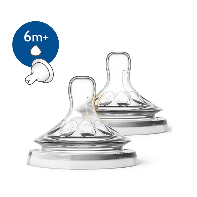 Avent 2 Tettarelle Per Bibero Linea Natural Flusso Denso Taglio Y 6m+
