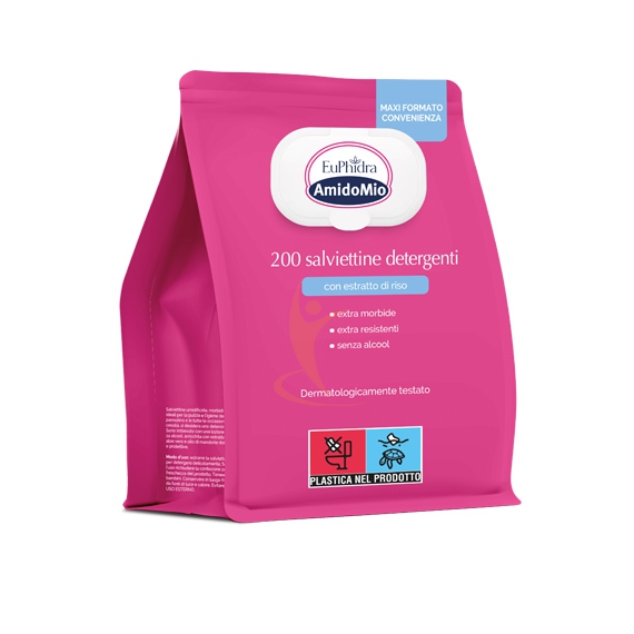 EuPhidra Linea AmidoMio 200 Salviette Detergenti Delicate per Pelli Sensibili