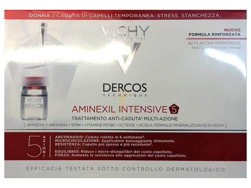 Dercos Linea Aminexil Intensive Trattamento Anticaduta 5 Azioni Donna 42 Fiale