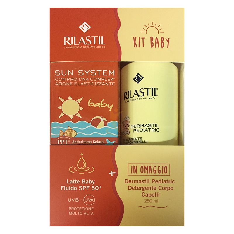 Rilastil Linea Baby Sun System PPT SPF50+ Cofanetto Latte + Dermastil Detergente